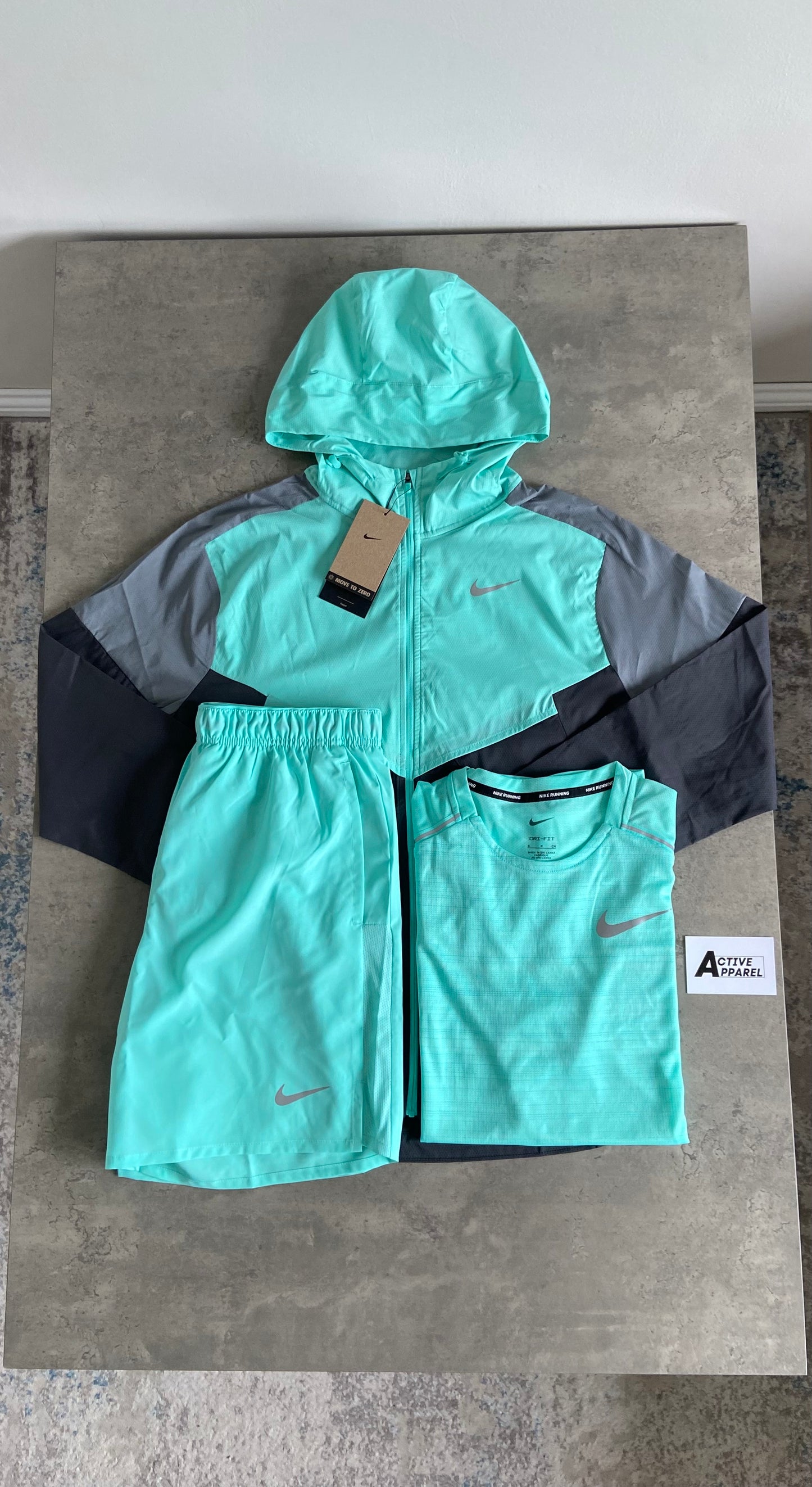 NIKE WINDRUNNER 3-PIECE SET - MINT/GREY/CHARCOAL BLACK