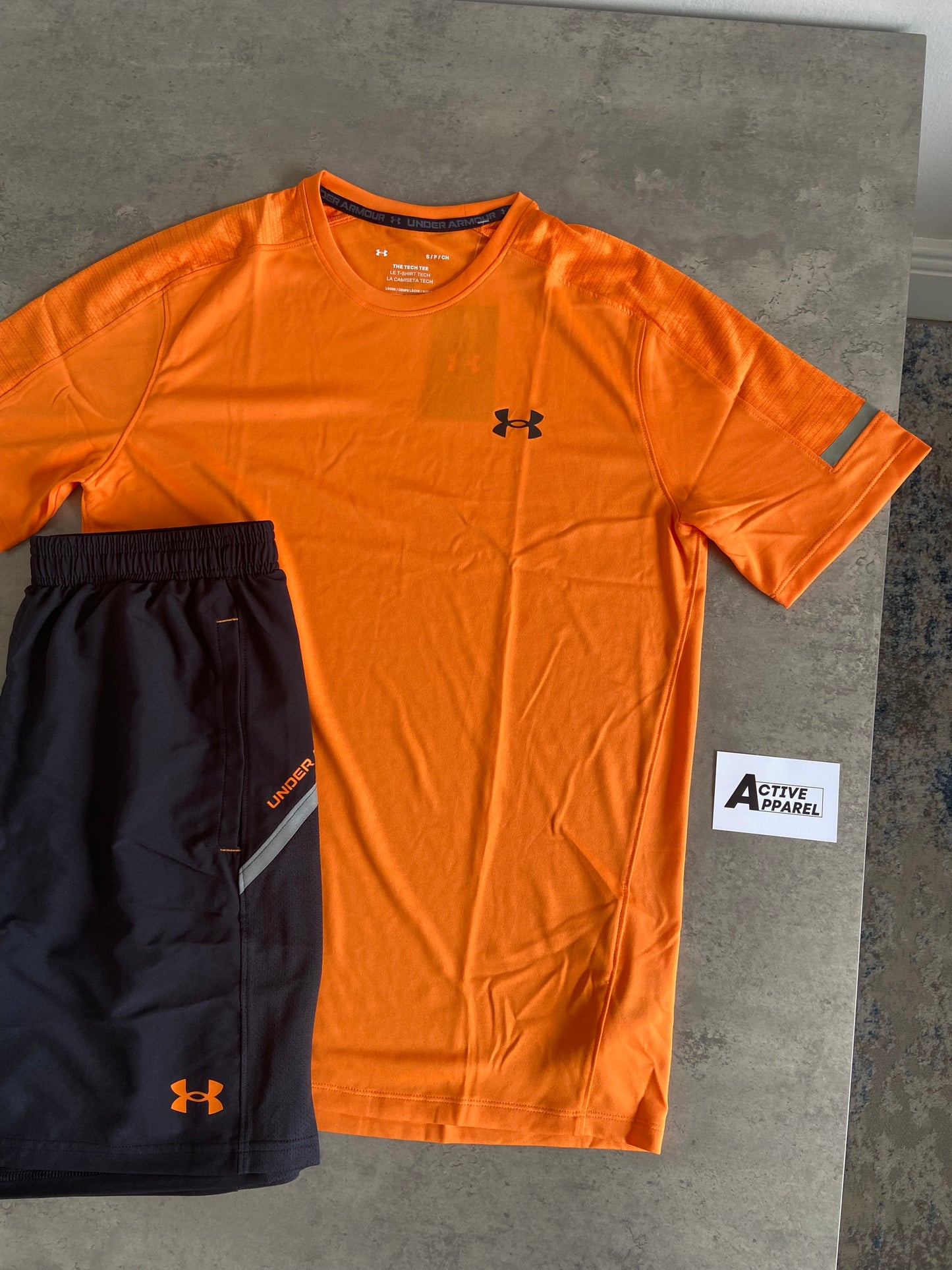 UNDER ARMOUR TECH T-SHIRT SET - ORANGE/BLACK