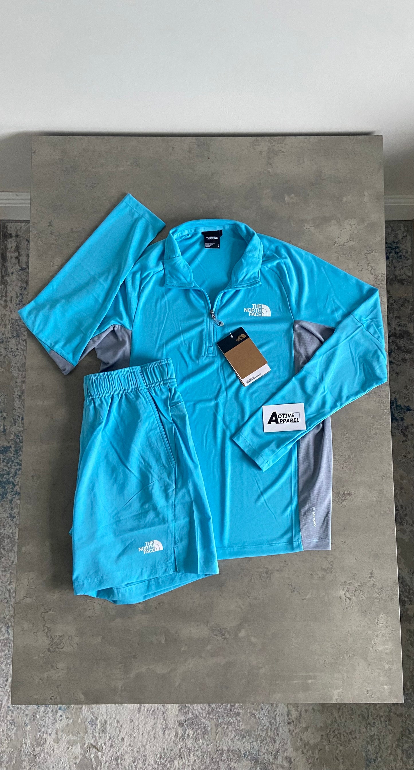 THE NORTH FACE 1/4 ZIP SET - AQUA BLUE/GREY