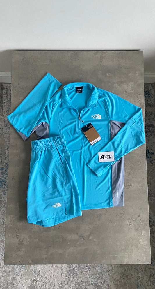 THE NORTH FACE 1/4 ZIP SET - AQUA BLUE/GREY