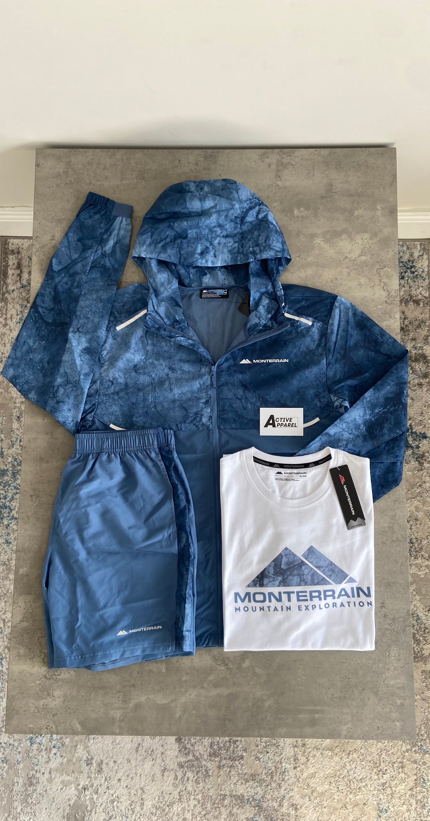 MONTERRAIN WINDRUNNER MARBLE AFFECT 3-PIECE SET - OCEAN BLUE
