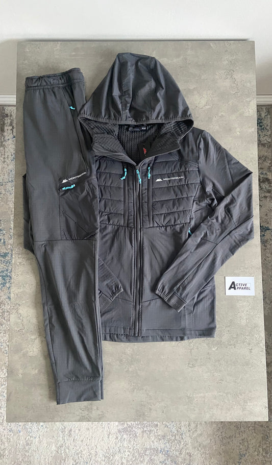 MONTERRAIN HYBRID TRACKSUIT 3.0 - CEMENT GREY/AQUA BLUE