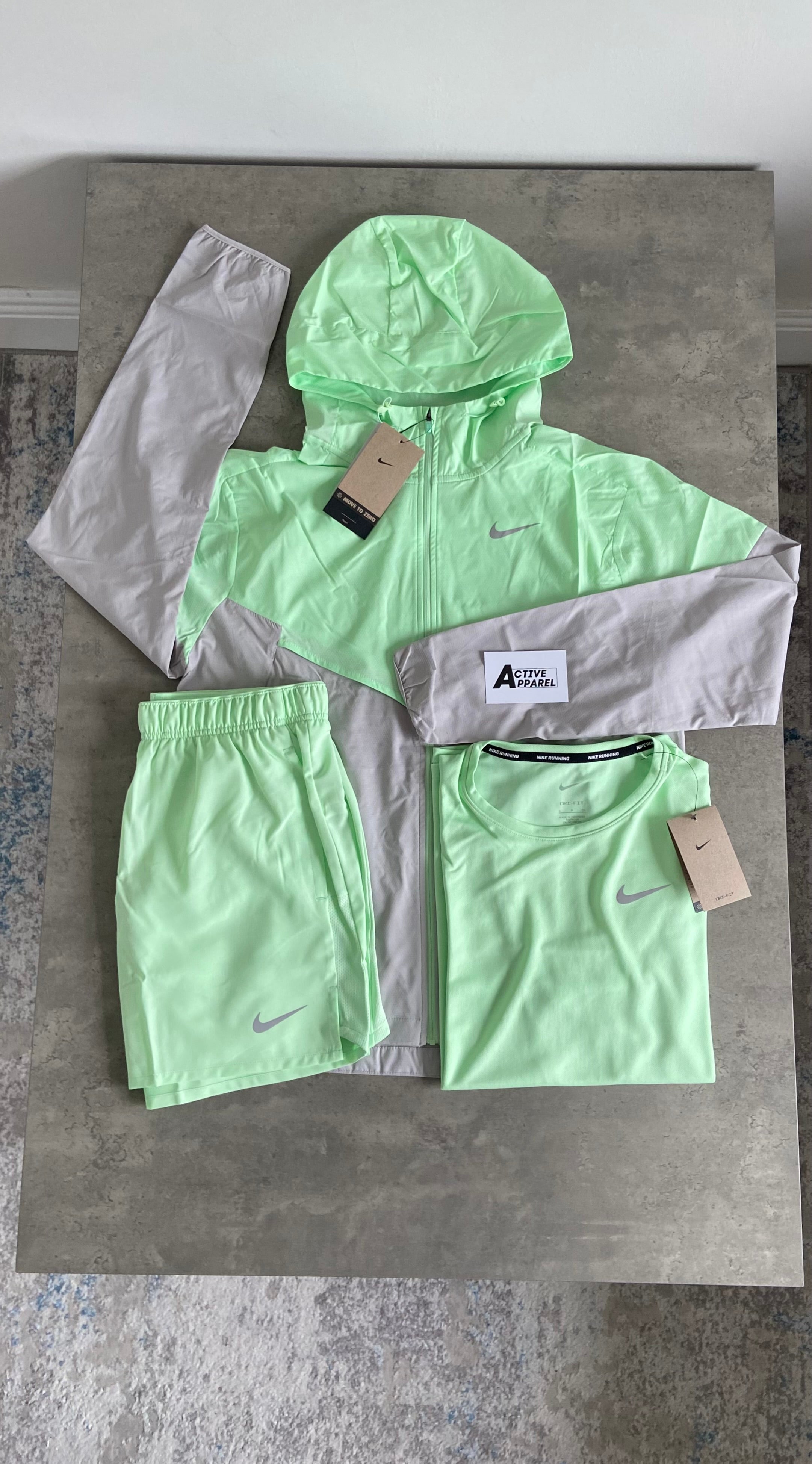 Nike Windrunner 3 Piece Set Mint Green Light Grey Active Apparel