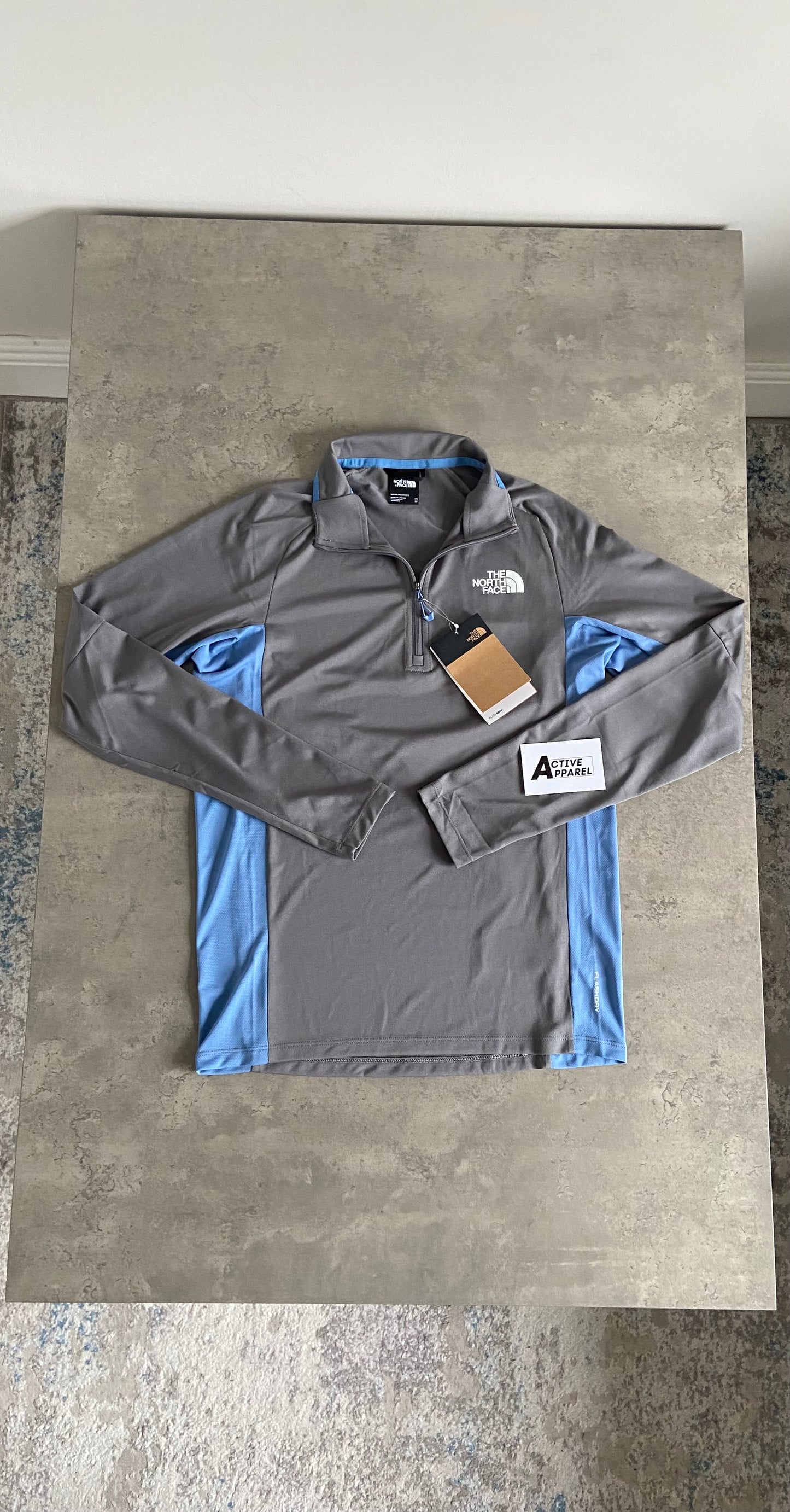 North Face 1/4 Zip - Slate Grey/Sky Blue