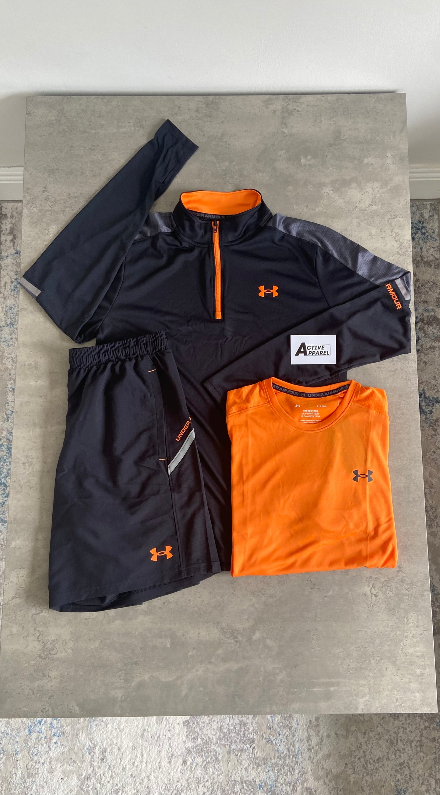 UNDER ARMOUR TECH 3-PIECE SET - ORANGE/BLACK