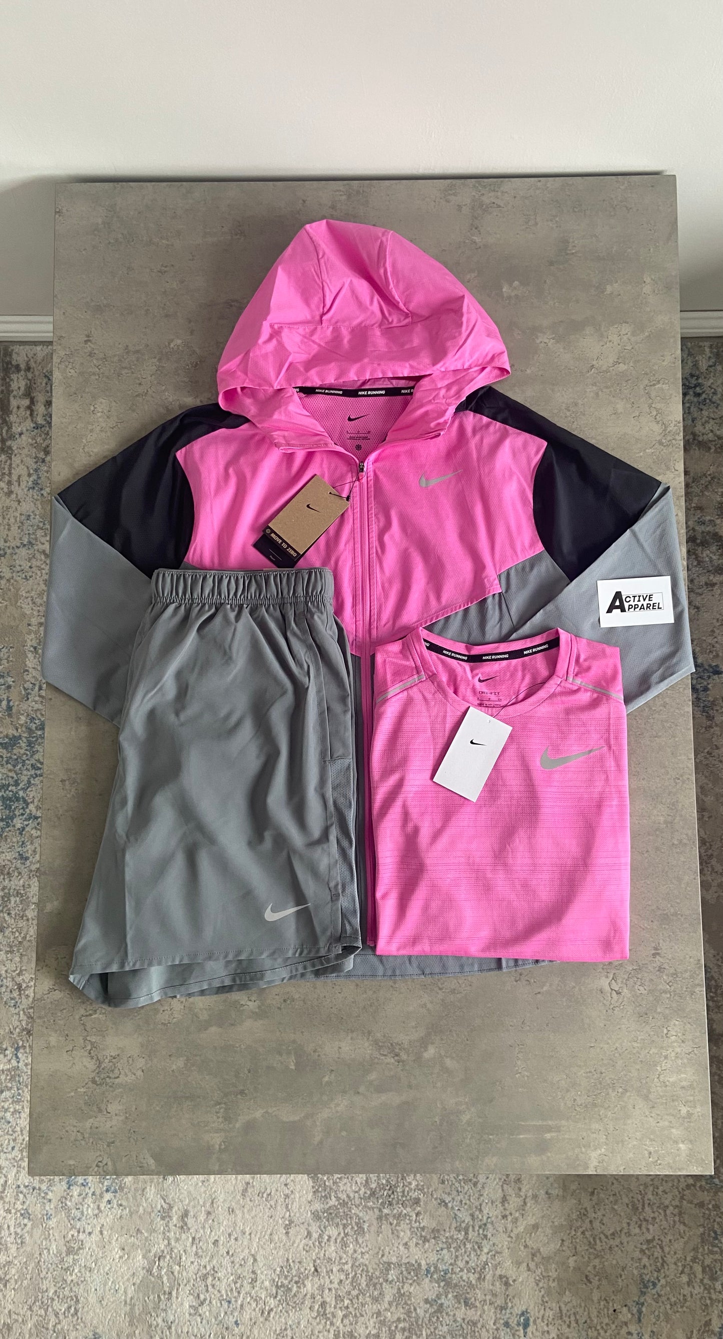 NIKE WINDRUNNER 3-PIECE SET - GREY/PINK/BLACK