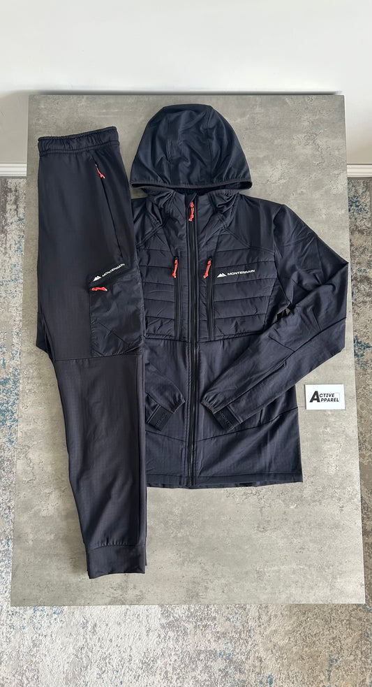 MONTERRAIN HYBRID TRACKSUIT 3.0 - JET BLACK/HYPER RED